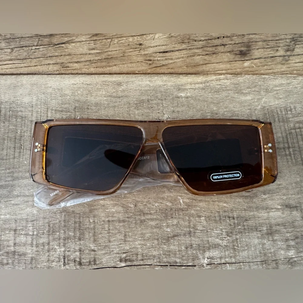 NEW PrettyLittleThing Toffee Flat Top Transparent Visor Sunglasses